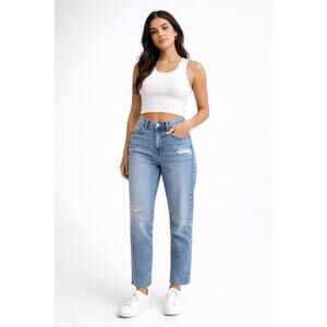 American Eagle Mom Jeans Size 4 / 27 Short Stretch High Rise Distressed Denim